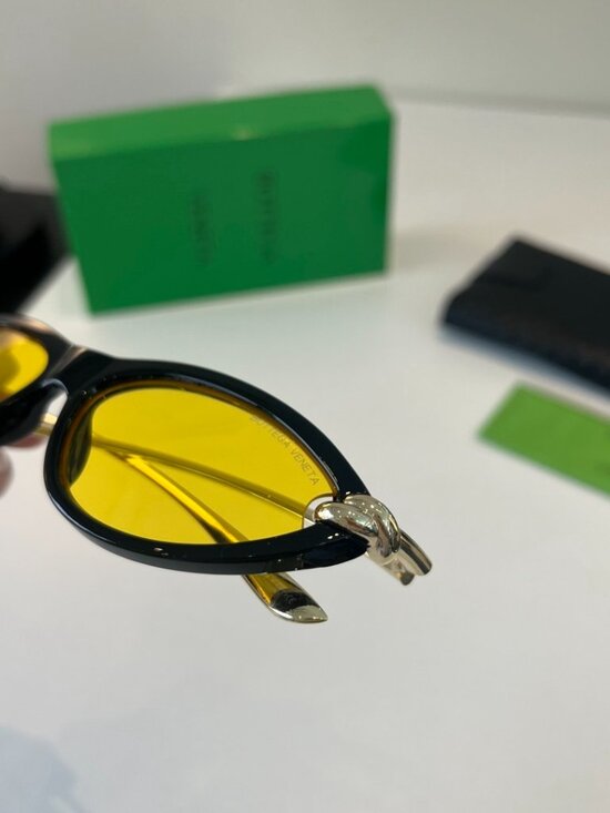 Bottega Veneta New Black Gold Cat Eye Sunglasses Yellow Tinted Lens main image 7